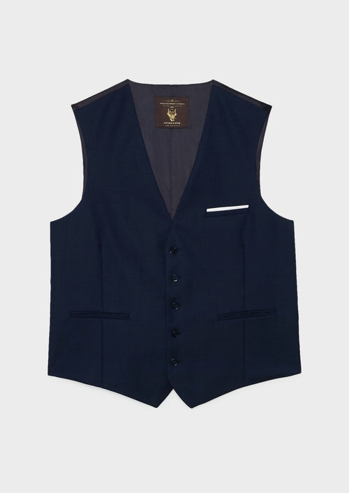 Gilet de costume en laine Vitale Barberis Canonico bleu marine Prince de Galles - Father & Sons - 1