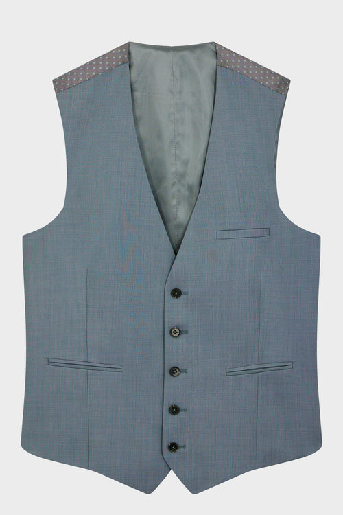 Gilet de costume en laine unie vert d'eau - Father & Sons - 1