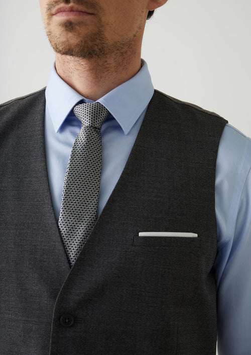 Gilet de costume voyage en laine unie grise - Father & Sons - 2