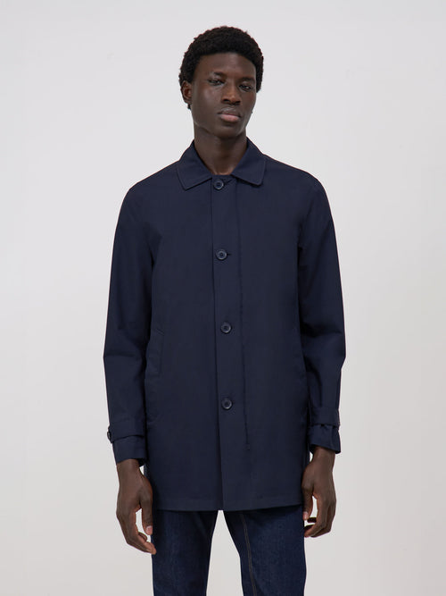 Trench droit de voyage uni bleu marine - Father & Sons - 4