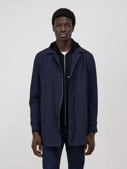 Trench droit de voyage uni bleu marine - Father & Sons - 1