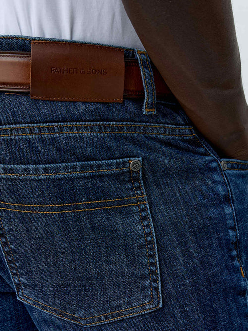 Jean Jody Slim en coton mélangé bleu indigo - Father & Sons - 3