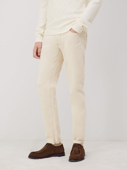 Jean Jody Slim en coton stretch beige - Father & Sons - 1