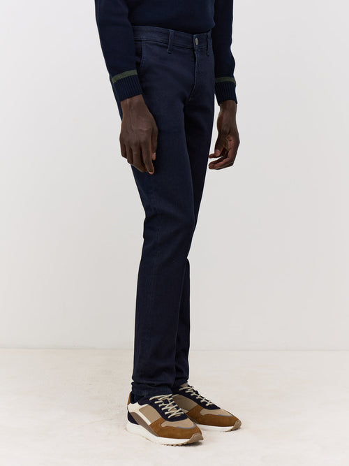 Jean Jim Slim en coton mélangé bleu marine - Father & Sons - 1