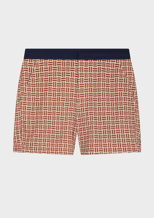 Maillot de bain beige à motif fantaisie terracotta - Father & Sons - 1