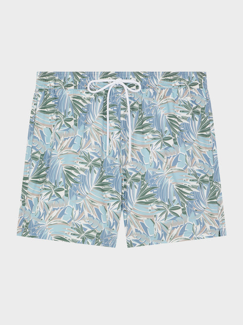 Maillot de bain à motif fleuri kaki et bleu - Father & Sons - 1