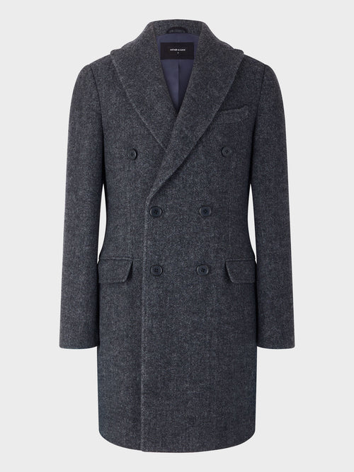Manteau en laine mélangée grise - Father & Sons - 5