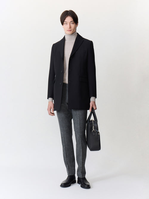 Manteau en laine et coton noirs à parementure amovible - Father & Sons - 5