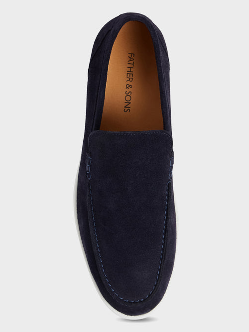 Mocassins en cuir nubuck bleu marine - Father & Sons - 2