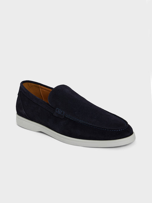 Mocassins en cuir nubuck bleu marine - Father & Sons - 1