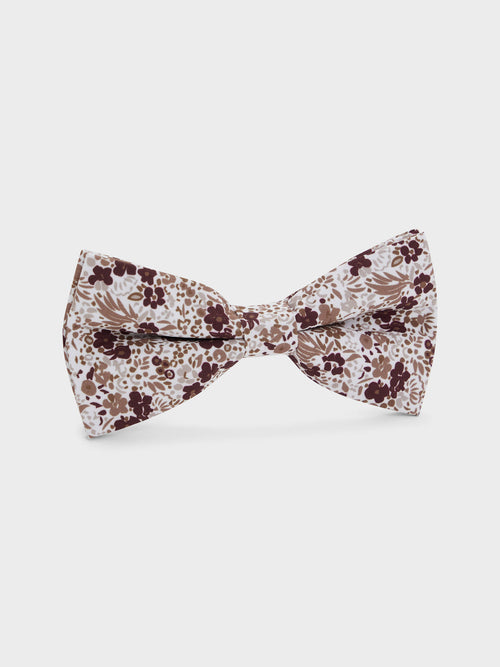 Noeud papillon bordeaux à motif fleuri beige - Father & Sons - 1