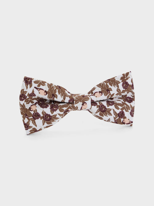 Noeud papillon bordeaux à motif fleuri rose et beige - Father & Sons - 1