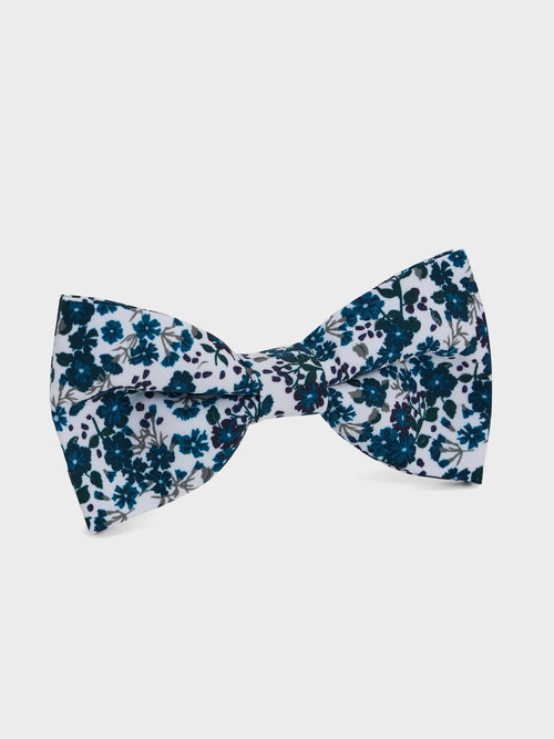 Noeud papillon bleu prusse à motif fleuri vert - Father & Sons - 1
