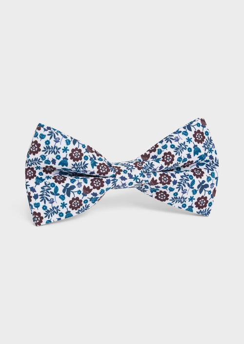Noeud papillon blanc à motif fleuri vert et bordeaux - Father & Sons - 1
