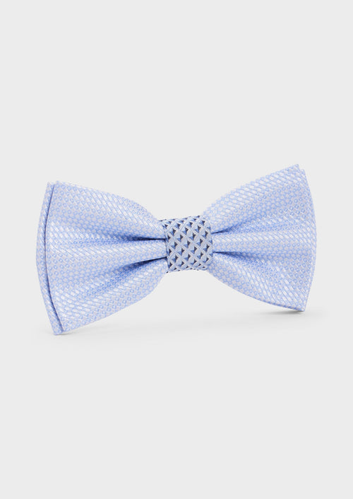 Noeud papillon en soie blanche à motif fantaisie bleu ciel - Father & Sons - 1