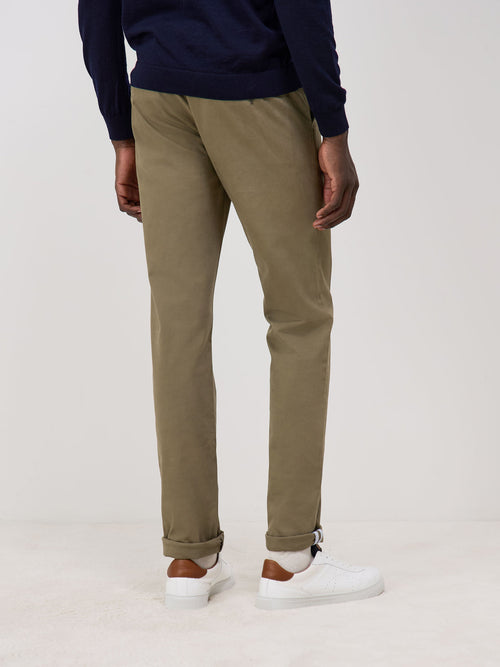 Chino slack skinny en coton stretch uni vert kaki - Father & Sons - 2