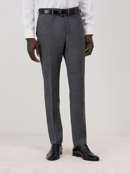 Pantalon coordonnable Regular en laine grise Prince de Galles - Father & Sons - 1