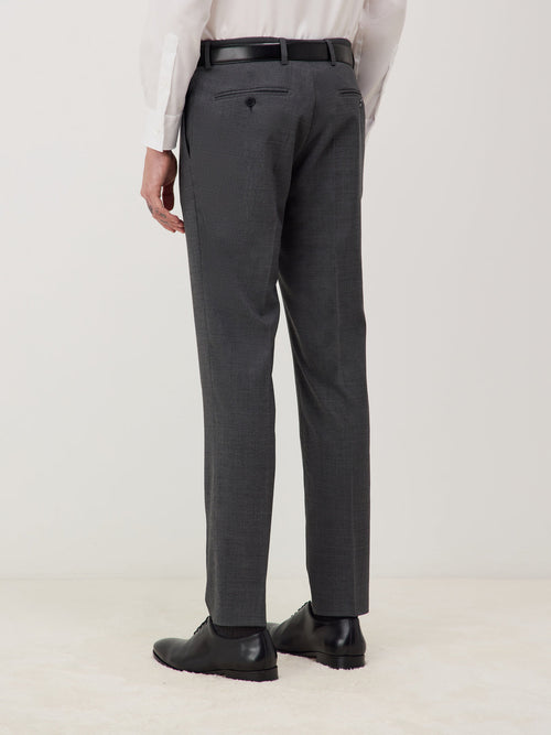 Pantalon voyage coordonnable en laine Marzotto unie grise - Father & Sons - 2