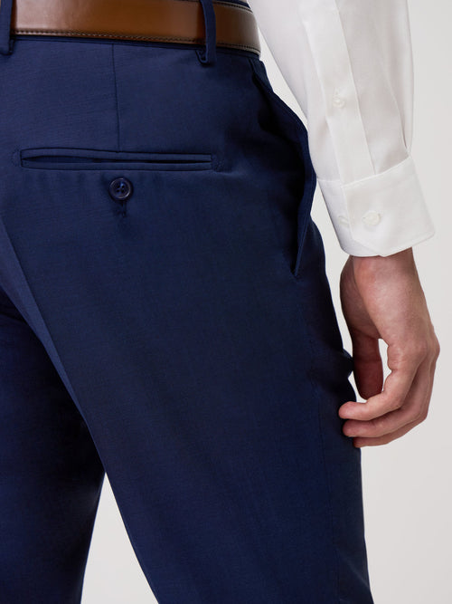 Pantalon coordonnable Regular en laine Marzotto unie bleu indigo - Father & Sons - 3