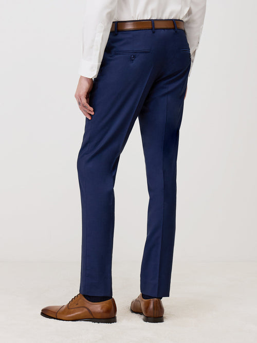 Pantalon coordonnable Regular en laine Marzotto unie bleu indigo - Father & Sons - 2