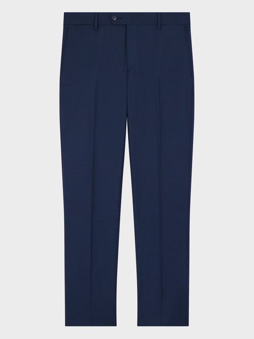 Pantalon coordonnable Regular en laine Marzotto unie bleu indigo - Father & Sons - 5