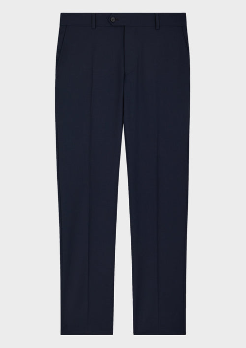 Pantalon coordonnable Regular en laine Marzotto unie bleu marine - Father & Sons - 5