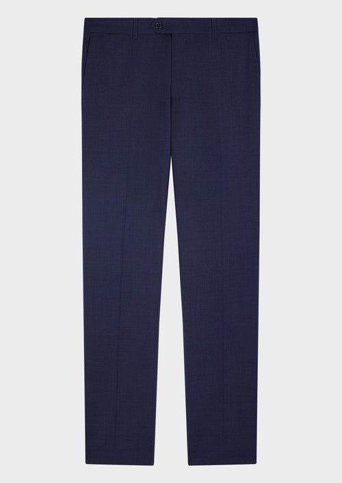 Pantalon voyage coordonnable en laine Marzotto unie bleu marine - Father & Sons - 3
