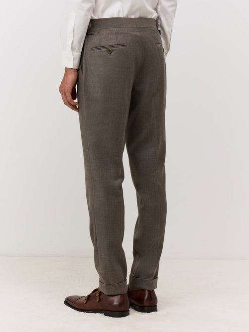 Pantalon coordonnable Slim en laine marron - Father & Sons - 2