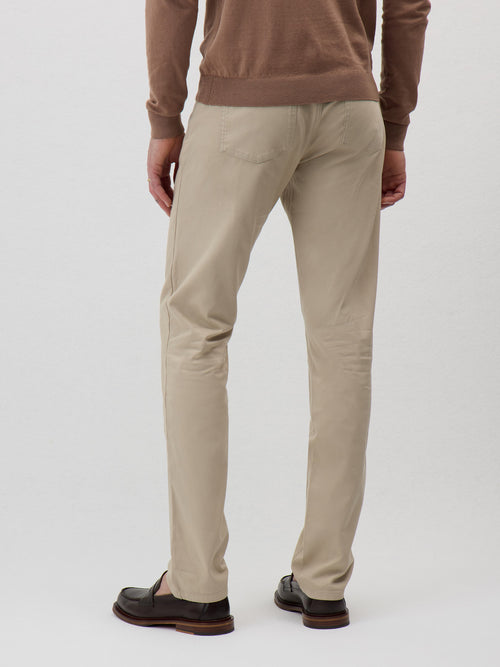 Pantalon casual slack regular en coton stretch beige - Father & Sons - 2