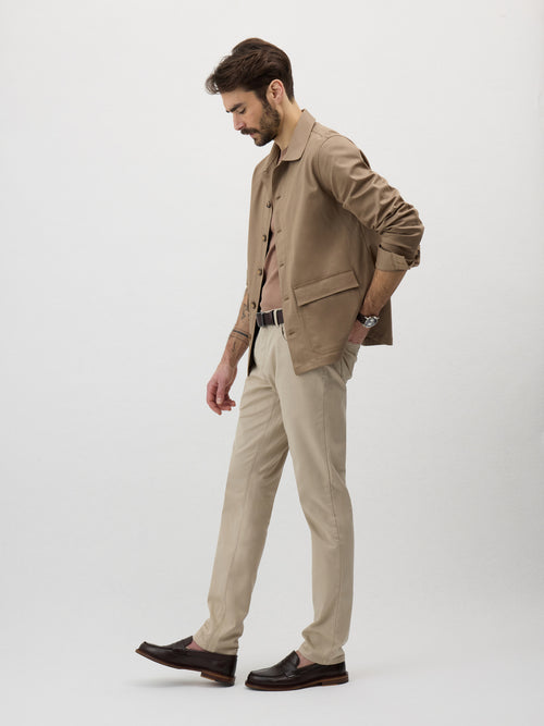 Pantalon casual slack regular en coton stretch beige - Father & Sons - 4