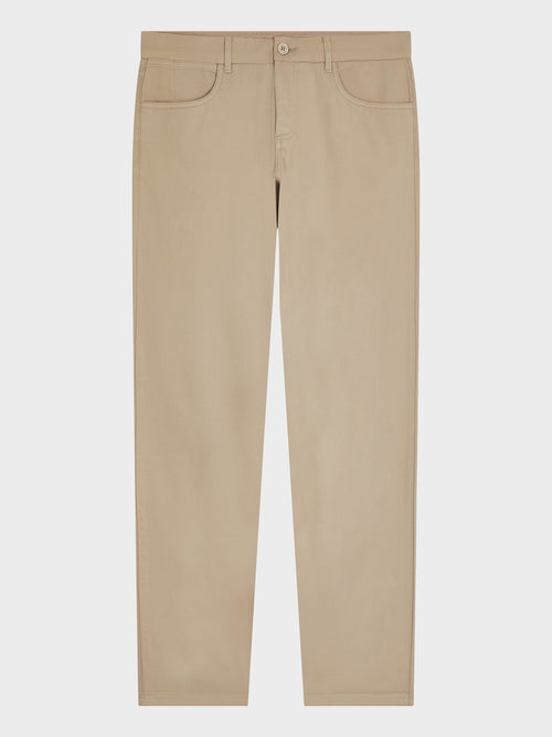Pantalon casual slack regular en coton stretch beige - Father & Sons - 5