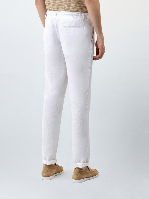 Pantalon casual regular en lin blanc - Father & Sons - 2