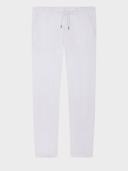 Pantalon casual regular en lin blanc - Father & Sons - 5