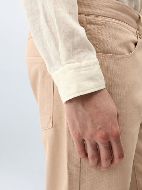 Pantalon casual slack regular en coton stretch camel - Father & Sons - 3