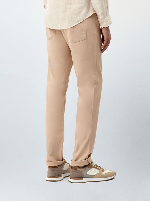 Pantalon casual slack regular en coton stretch camel - Father & Sons - 2