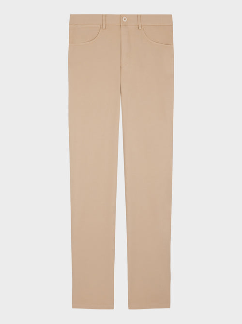 Pantalon casual slack regular en coton stretch camel - Father & Sons - 5