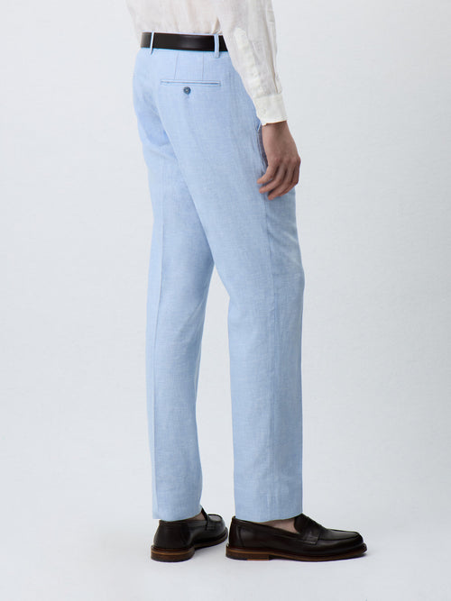 Pantalon coordonnable Slim en lin et coton bleu ciel - Father & Sons - 2