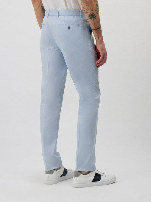 Pantalon coordonnable Slim en coton stretch bleu ciel à rayures - Father & Sons - 2