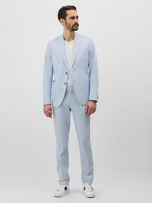 Pantalon coordonnable Slim en coton stretch bleu ciel à rayures - Father & Sons - 4