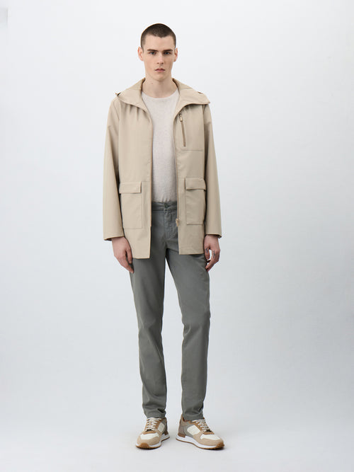 Chino slack slim en coton mélangé kaki - Father & Sons - 4