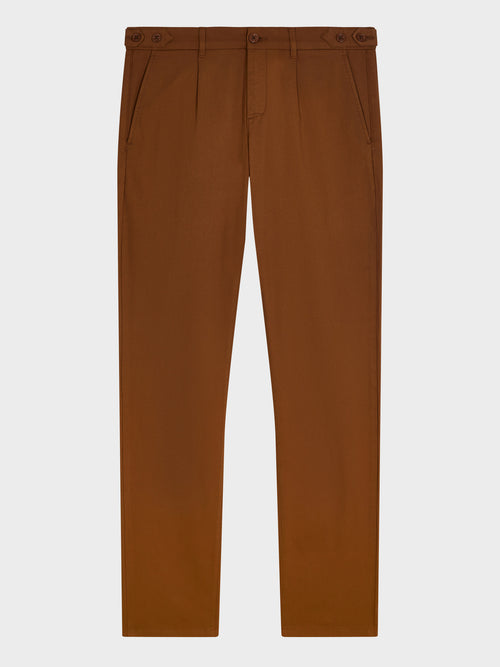 Chino slack slim en coton stretch marron - Father & Sons - 4