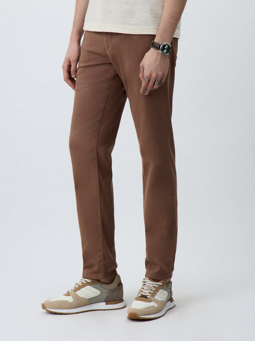 Chino slack regular en coton stretch rose - Father & Sons - 1