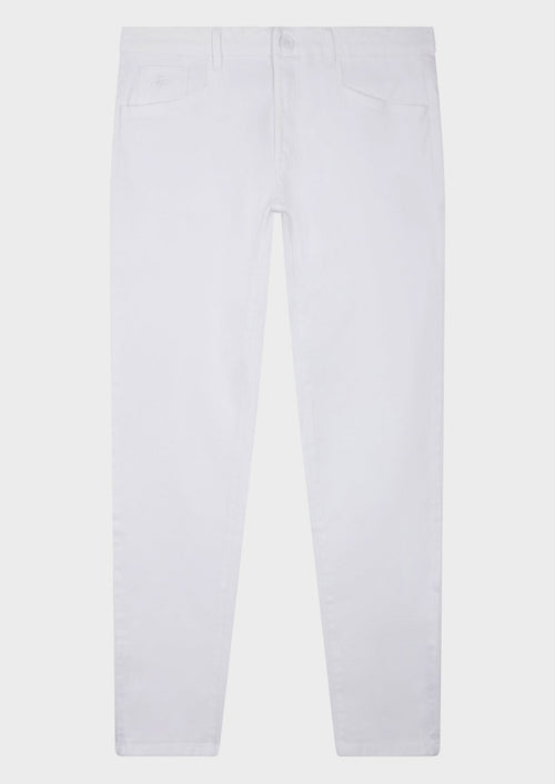 Pantalon casual skinny en coton stretch uni blanc - Father & Sons - 1