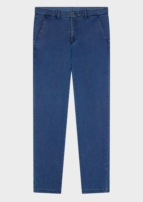 Chino slack skinny en coton stretch uni bleu jeans - Father & Sons - 1