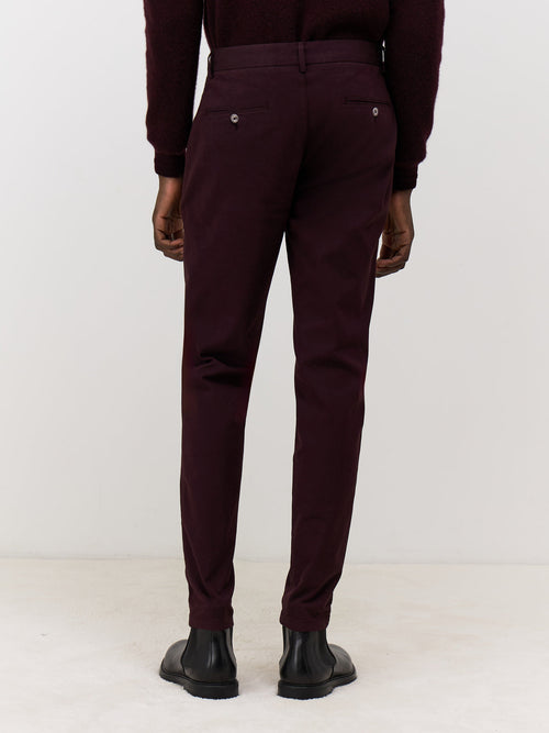 Chino slack skinny 7/8 en coton mélangé bordeaux - Father & Sons - 2