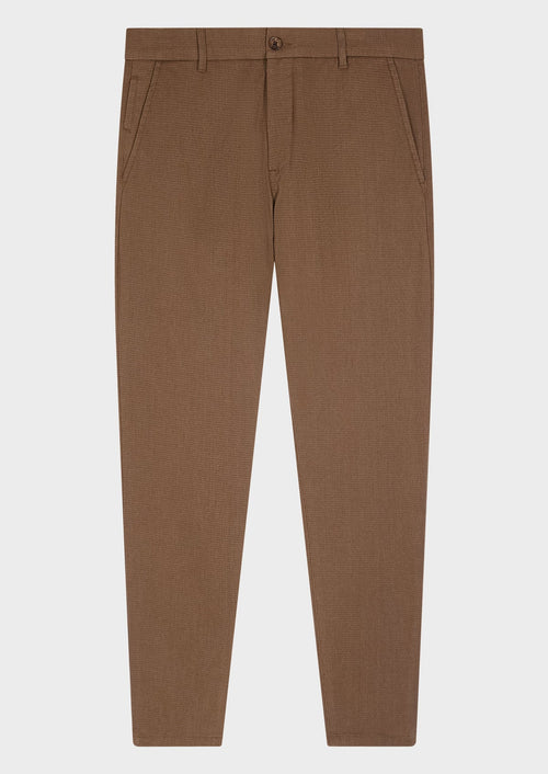 Chino slack skinny 7/8 en coton mélangé stretch uni camel - Father & Sons - 1