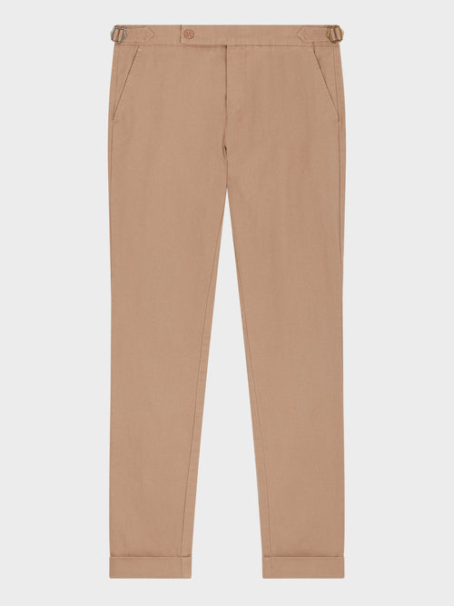Chino slack skinny 7/8 en coton mélangé camel - Father & Sons - 1