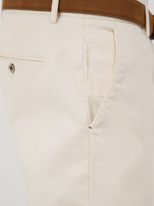 Pantalon slack skinny 7/8 en coton stretch uni écru - Father & Sons - 3