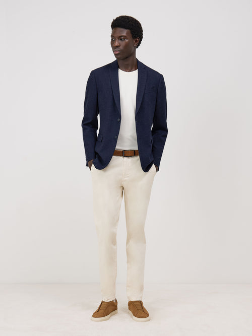 Pantalon slack skinny 7/8 en coton stretch uni écru - Father & Sons - 4