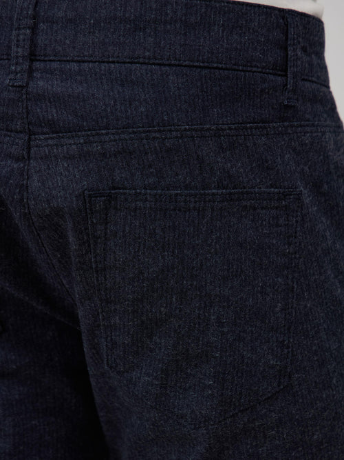 Pantalon casual skinny en coton mélangé bleu indigo - Father & Sons - 3